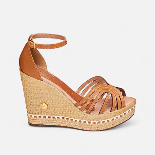 Sandália Anabela Beatriz em Couro Whisky - 3275-w... - SBSHOES