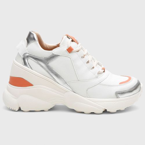 Tênis Feminino Zoe Branco/Prata/Laranja - T900-bp... - SBSHOES