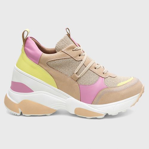 Tênis Feminino Plataforma Eloá Bege/Rosa/Lemon - ... - SBSHOES
