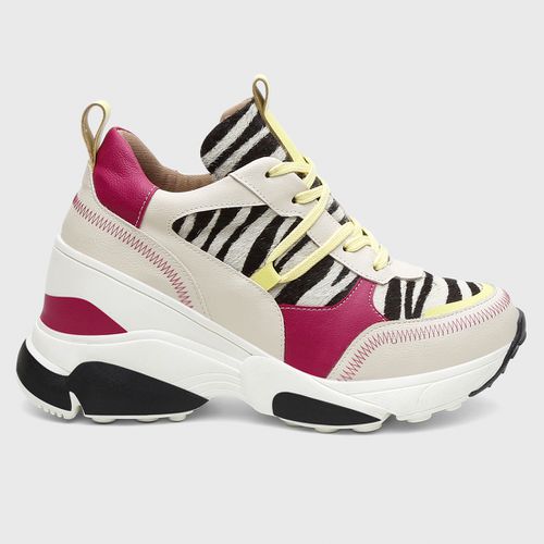 Tênis Feminino Plataforma Eloá Off/Zebra/Pink - T... - SBSHOES