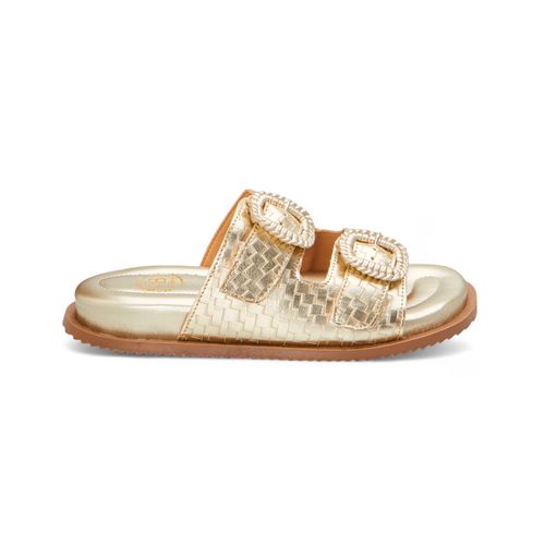 Sandália Papete Feminina Clarisse Confort Ouro Lig... - SBSHOES