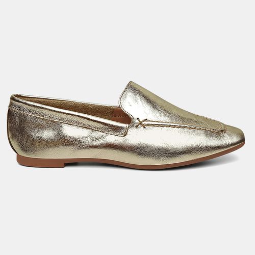 Mocassim Feminino Daniela em Couro Ouro - 72100our - SBSHOES