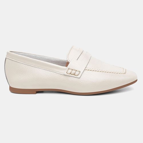 Mocassim Feminino Alice em Couro Off White - 72130... - SBSHOES