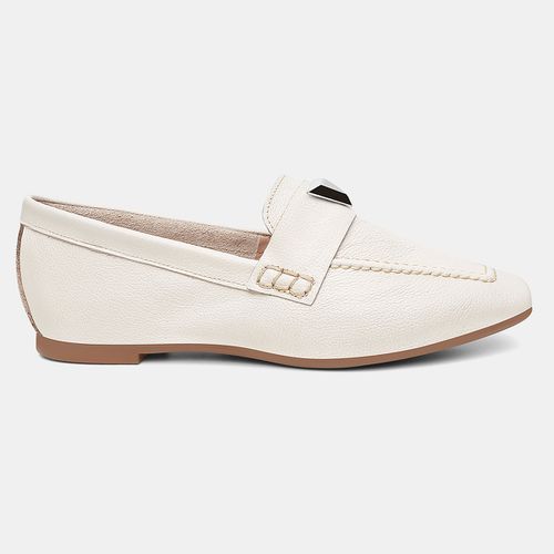 Mocassim Feminino Rita em Couro Off White - 72140o... - SBSHOES