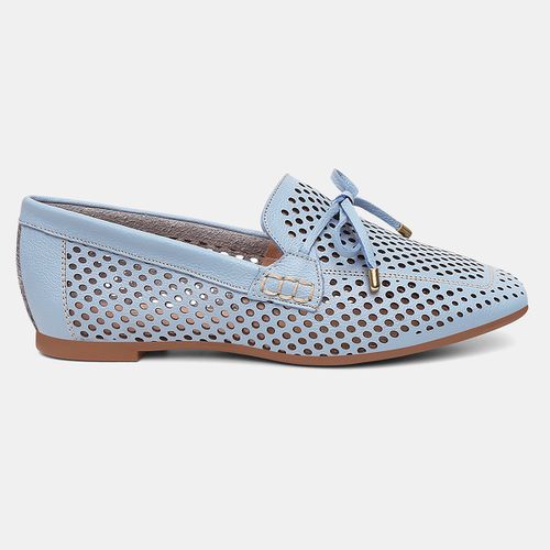 Mocassim Feminino Laura em Couro Blue - 72152blue - SBSHOES