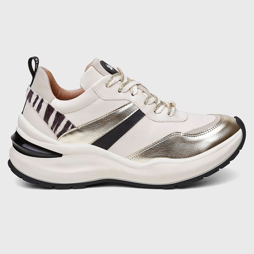TENIS SNEAKER LYZ Branco/Dourado/Zebra - SBT840764 - SBSHOES