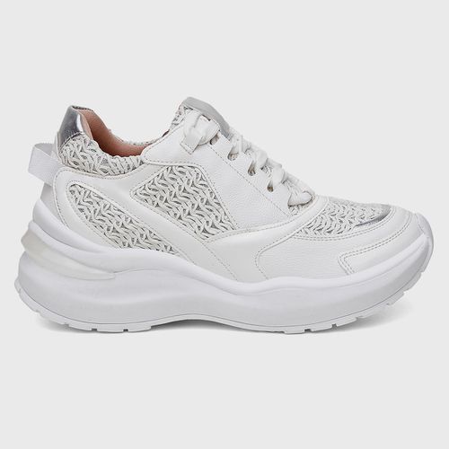 TENIS SNEAKER NINA BRANCO/PRATA - T-800 BRANCO-PRA... - SBSHOES