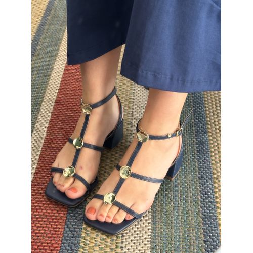 LILIAN - SANDALIA FEMININA SALTO BLOCO 5CM AZUL