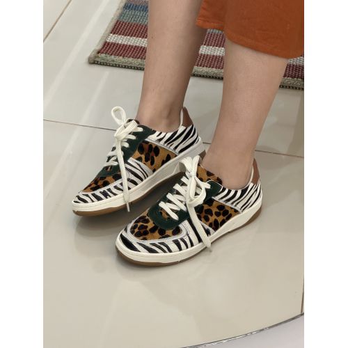 ONÇA E ZEBRA - TENIS FEMININO COURO ONÇA