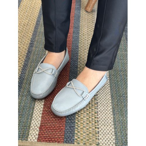 NICE - MOCASSIM FEMININO COURO AZUL CLARO