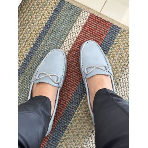 NICE - MOCASSIM FEMININO COURO AZUL CLARO