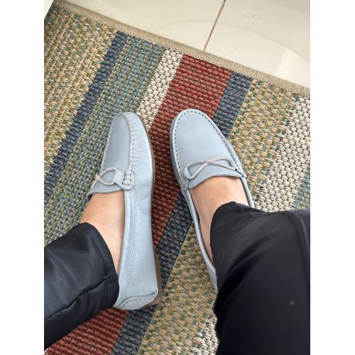 NICE - MOCASSIM FEMININO COURO AZUL CLARO