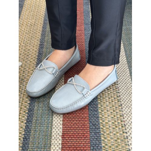 NICE - MOCASSIM FEMININO COURO AZUL CLARO