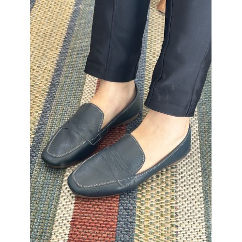 MARTINA - MOCASSIM FEMININO EM COURO AZUL