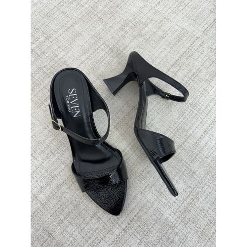 ELISA - SANDALIA FEMININA BICO FOLHA PRETO