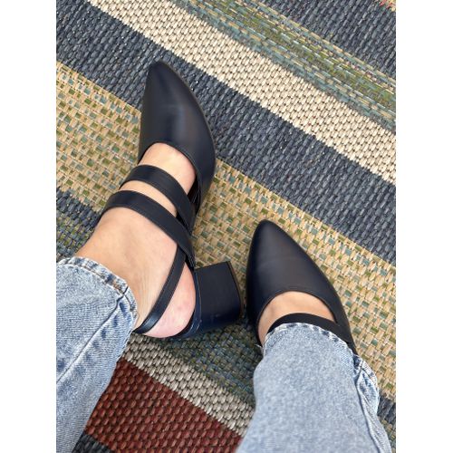 LUCIANA - SCARPIN SALTO BLOCO 6CM EM COURO MARINHO