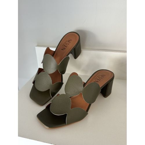 CLEO - TAMANCO FEMININO EM COURO VERDE MUSGO