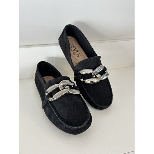 GABRIELA - MOCASSIM FEMININO COURO FIVELA ONIX PRETO