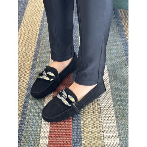 GABRIELA - MOCASSIM FEMININO COURO FIVELA ONIX PRETO