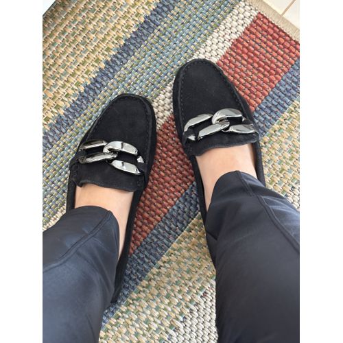 GABRIELA - MOCASSIM FEMININO COURO FIVELA ONIX PRETO