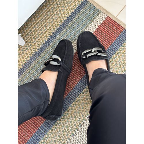 GABRIELA - MOCASSIM FEMININO COURO FIVELA ONIX PRETO