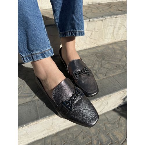 LARISSA - MOCASSIM FEMININO COURO ONIX