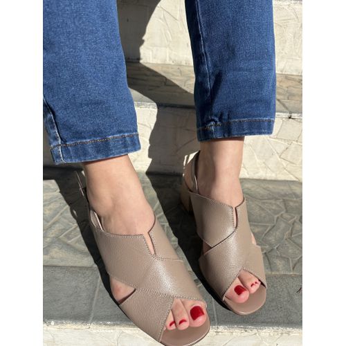 PIETRA - SANDALIA FEMININA COURO SALTO 5CM NUDE