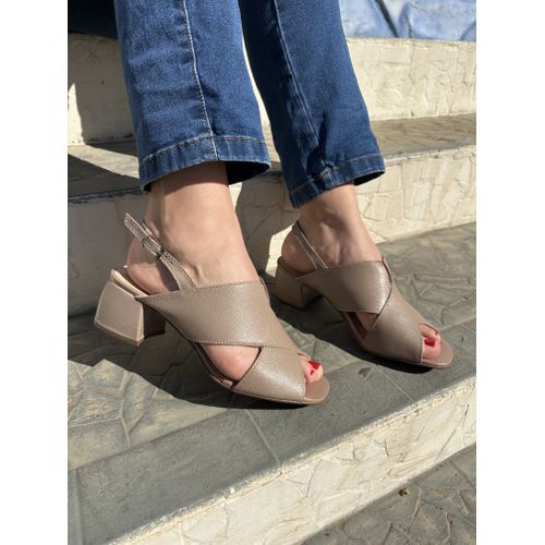 PIETRA - SANDALIA FEMININA COURO SALTO 5CM NUDE