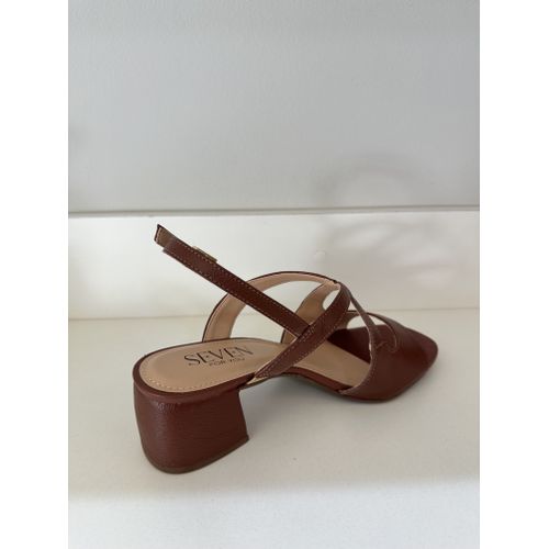 RAFAELLA - SANDALIA FEMININA COURO SALTO 5CM MARROM