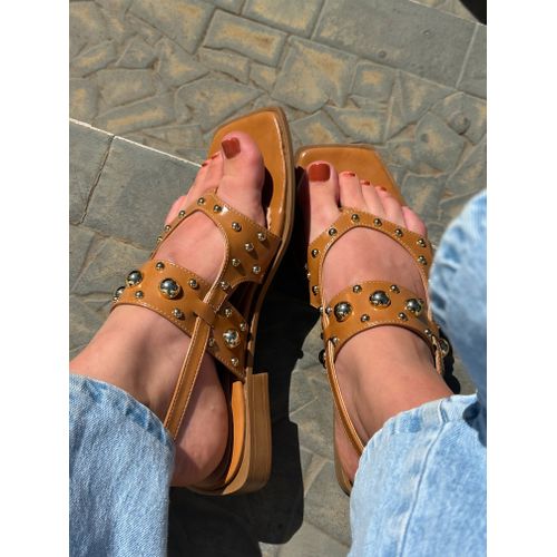ANTUERPIA - SANDALIA FEMININA SALTO 2CM CARAMELO