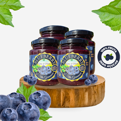 4x geleia 100% fruta blueberry 250g - Sitio Germinare 