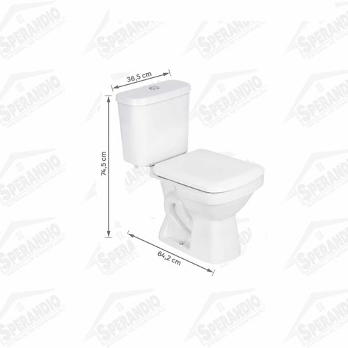 KIT COMBO VASO ACOPLADO LIRIO QUADRADO BRANCO C/ASSENTO - FIORI