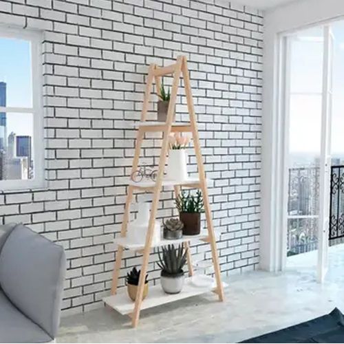 ESTANTE SARIN 1,66X0,86X0,36 COM 4 PRATELEIRAS NATURAL E BRANCO