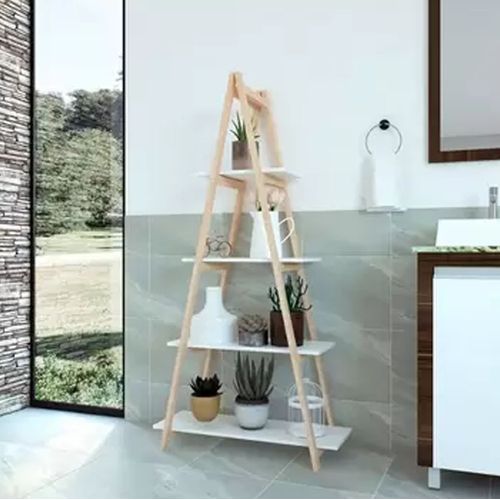 ESTANTE SARIN 1,66X0,86X0,36 COM 4 PRATELEIRAS NATURAL E BRANCO