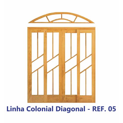 PORTA MADEIRA COLONIAL VIDRO DIAGONAL EM ANGELIM PEDRA MACIÇA 1,20X2,30MT REF.05