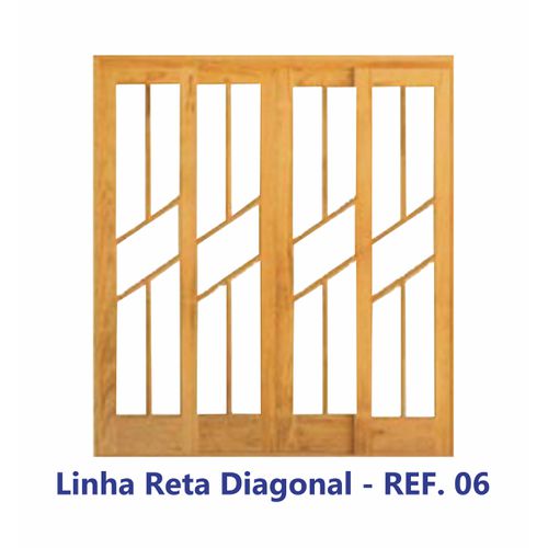 PORTA MADEIRA RETA VIDRO DIAGONAL EM ANGELIM PEDRA MACIÇO 1,20X2,10MT REF. 06