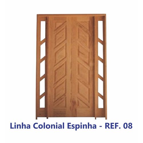 PORTA MADEIRA RETA VIDRO/ALMOFADA ESPINHA EM ANGELIM PEDRA MACIÇO 1,20X2,10MT REF. 08