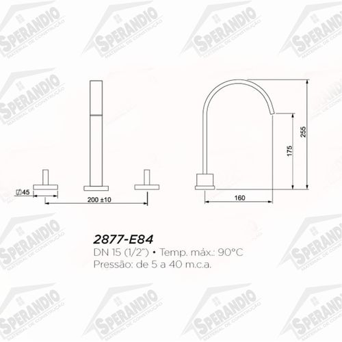 MISTURADOR DUPLO ETERNIT PARA LAVATÓRIO MESA 2877E84