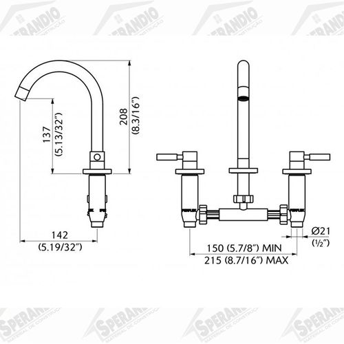 MISTURADOR PERFLEX 1877 C-36 LAVATÓRIO DN15