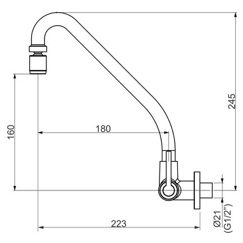 TORNEIRA PERFLEX 1168 C-36 COZINHA BICA MÓVEL PAREDE DN15-20