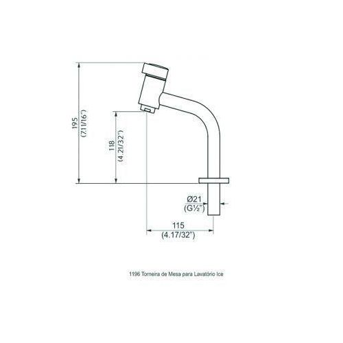 TORNEIRA PERFLEX 1196 C-82 ICE PLUS LAVATÓRIO MESA DN15