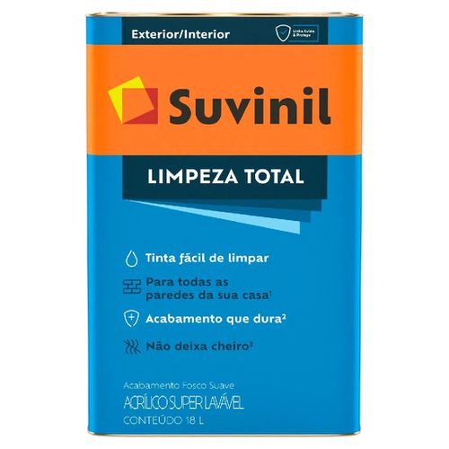 TINTA SUVINIL 18LT ACRILICA FOSCO COMPLETO LIMPEZA TOTAL BRANCO