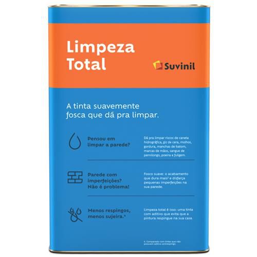 TINTA SUVINIL 18LT ACRILICA FOSCO COMPLETO LIMPEZA TOTAL BRANCO