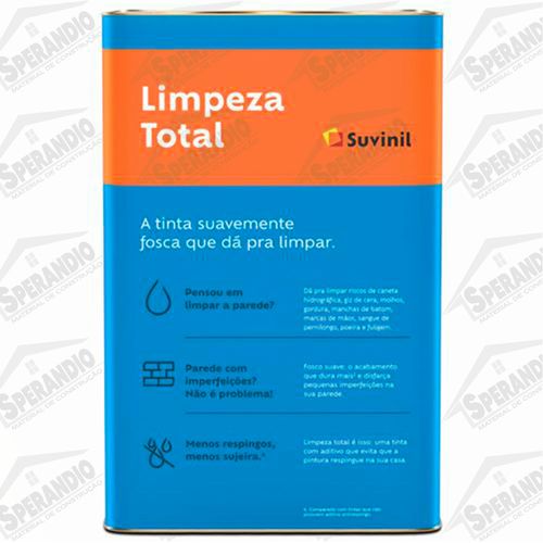 TINTA SUVINIL 18LT ACRILICA FOSCO COMPLETO LIMPEZA TOTAL BRANCO