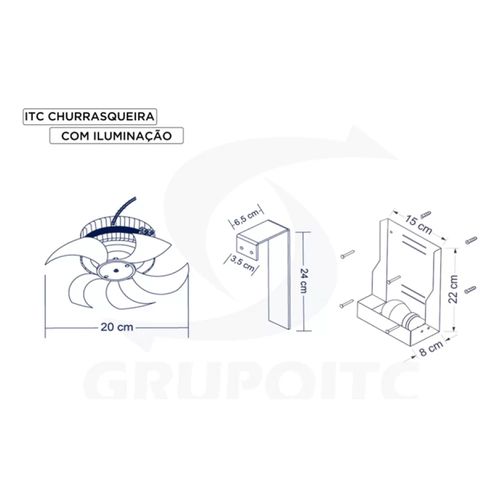 EXAUSTOR PARA CHURRASQUEIRA COM ILUMINAÇÃO 220V ITC EXAUSTORES