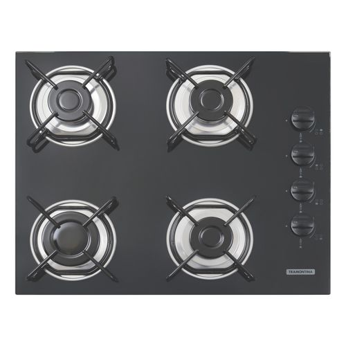 COOKTOP 4 BOCAS TRAMONTINA PRETO À GÁS GLP - 4GG 55