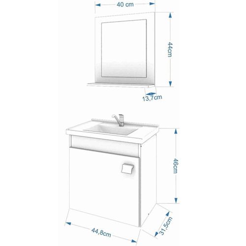 ARMÁRIO DE BANHEIRO IRIS 44CM COM ESPELHEIRA CAFÉ/OFF WHITE MGM