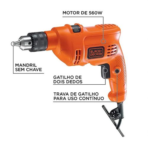 FURADEIRA DE IMPACTO BLACK & DECKER 3/8 127V 560W TM500BR