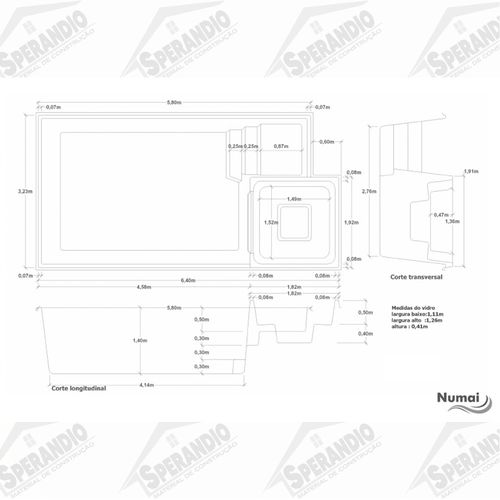 PISCINA DE FIBRA NUMAI 6,40X3,23X1,40 UP