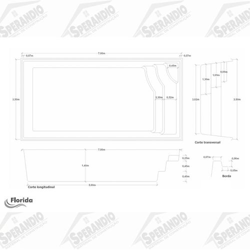 PISCINA DE FIBRA FLORIDA 7,00X3,50X1,40MT UP